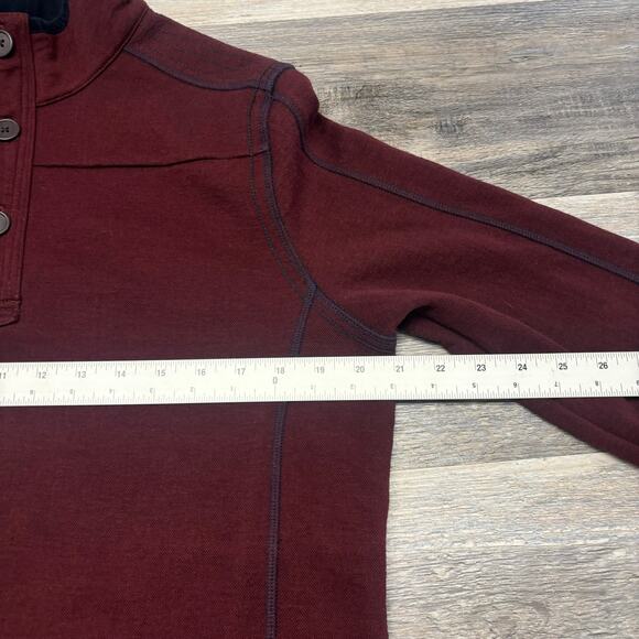 Carbon2Cobalt Red Blue Mens M 1/4 Button Mock Minimalist Casual Pullover Sweater - Picture 6 of 9